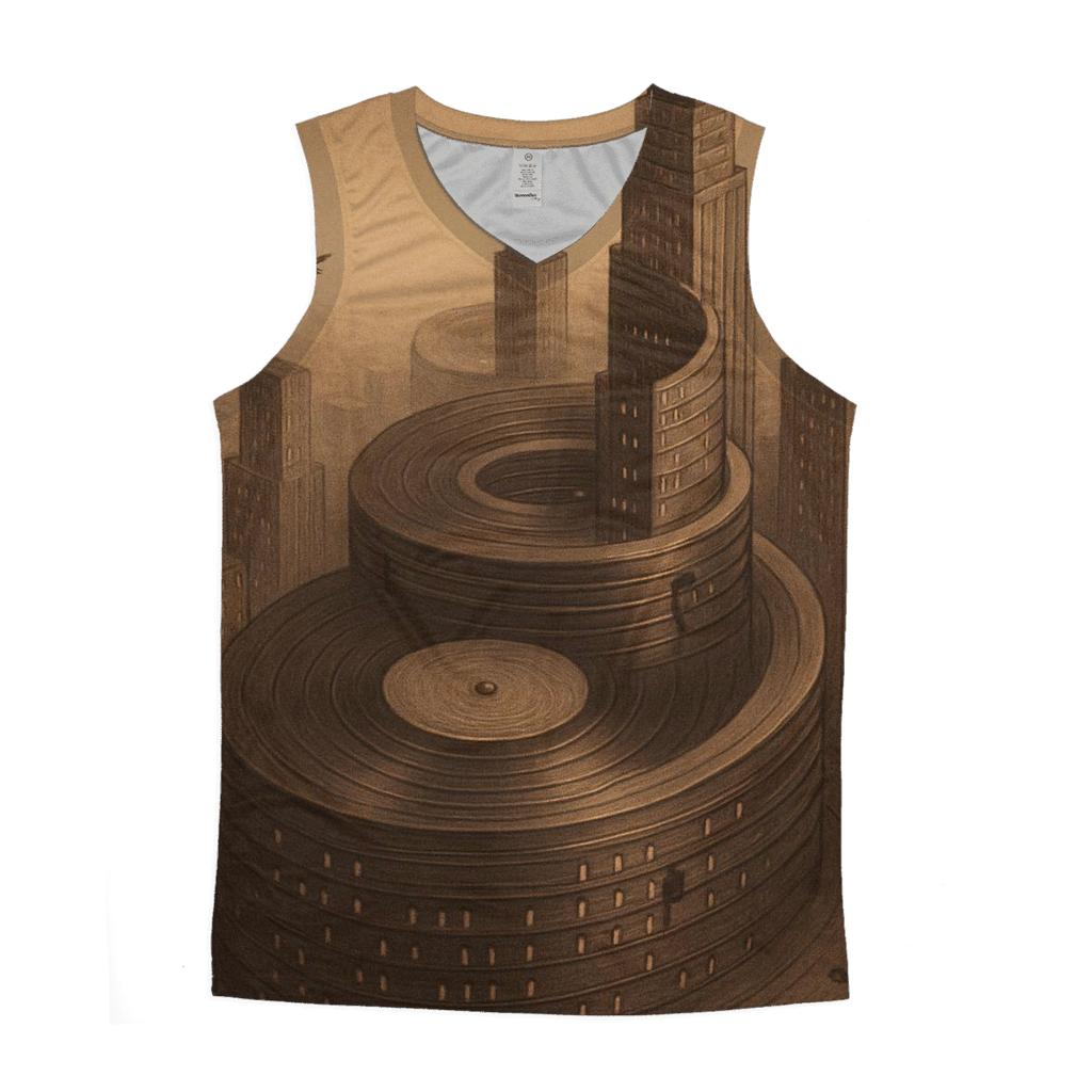 Vinyl Spiral Skyline cotton sleeveless tops