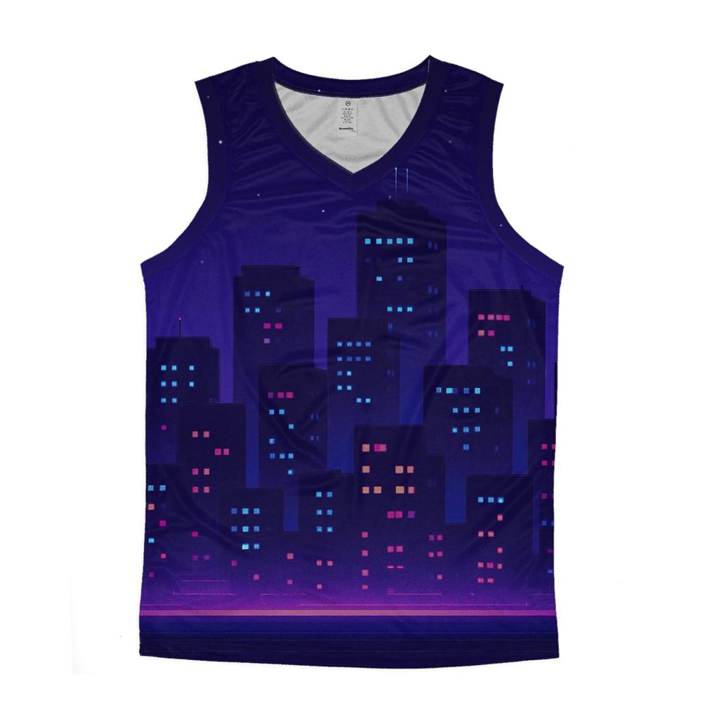 Pixel Skyline Glow trendy fitted tank tops