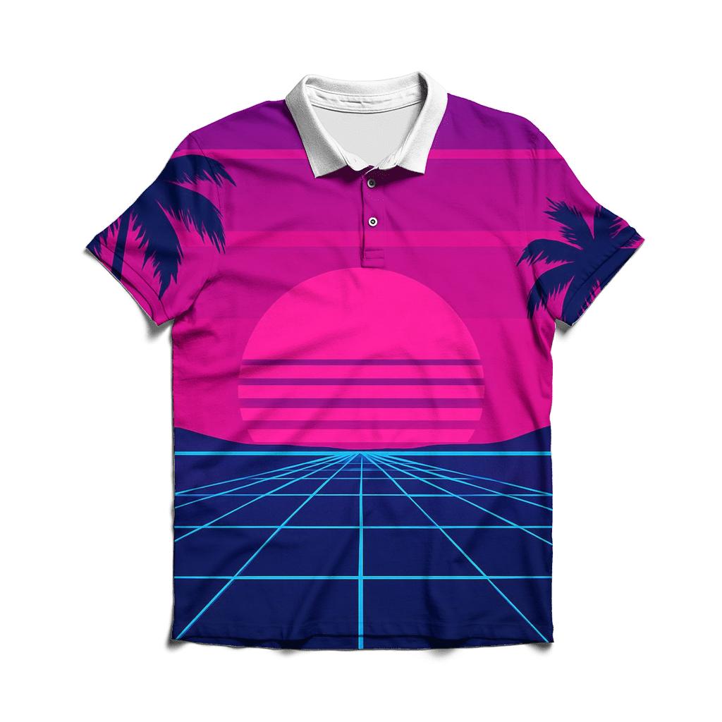 Neon Grid Horizon designer slim fit polos