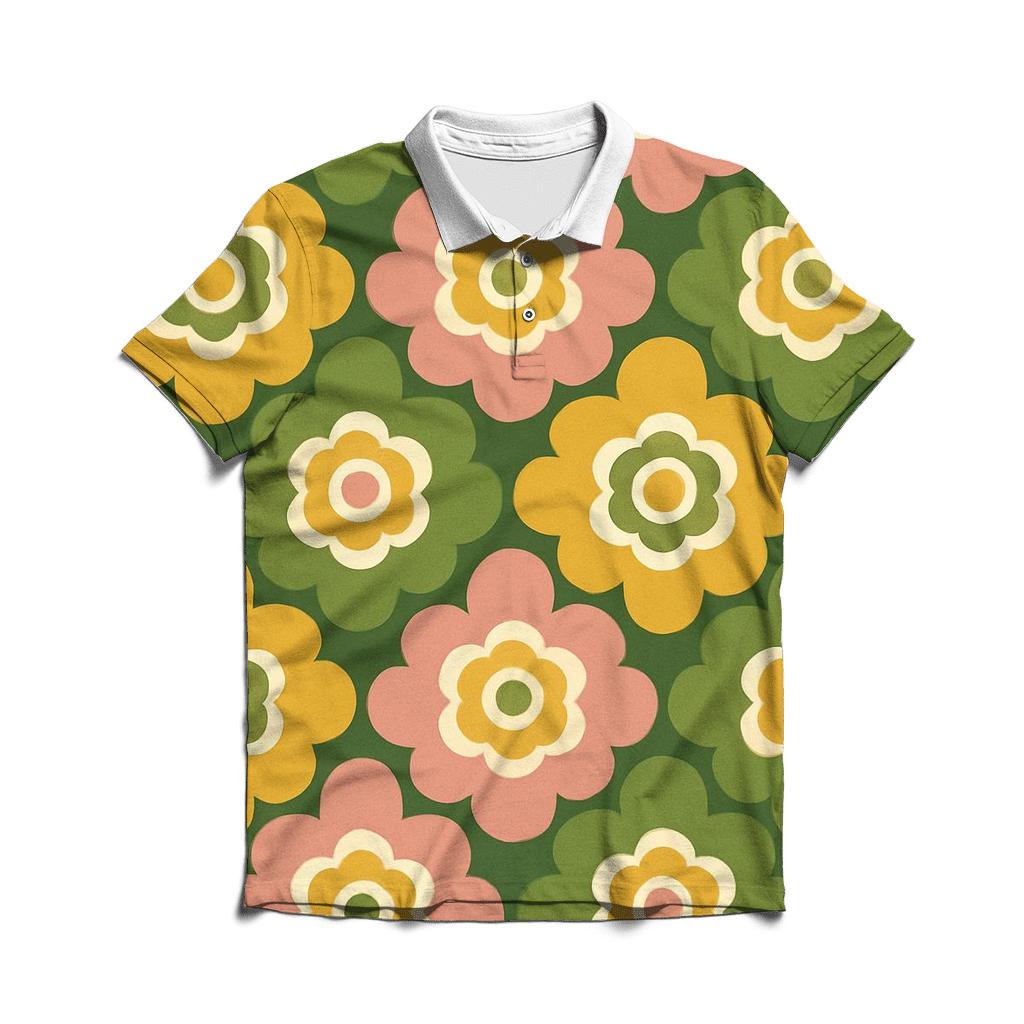 Groovy Flower Medallions designer slim fit polos