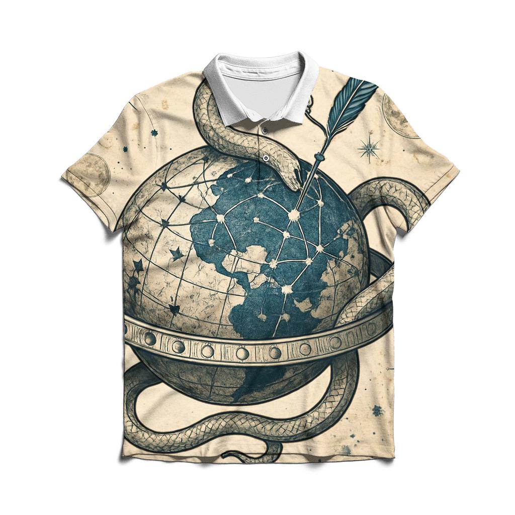 Lunar Cartographer Ouroboros stylish collar polo tees