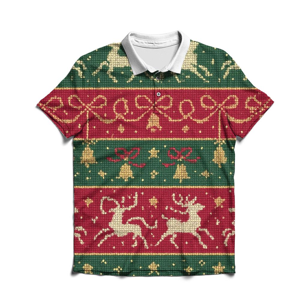 Reindeer Ribbon Carousel Design branded logo polo shirts