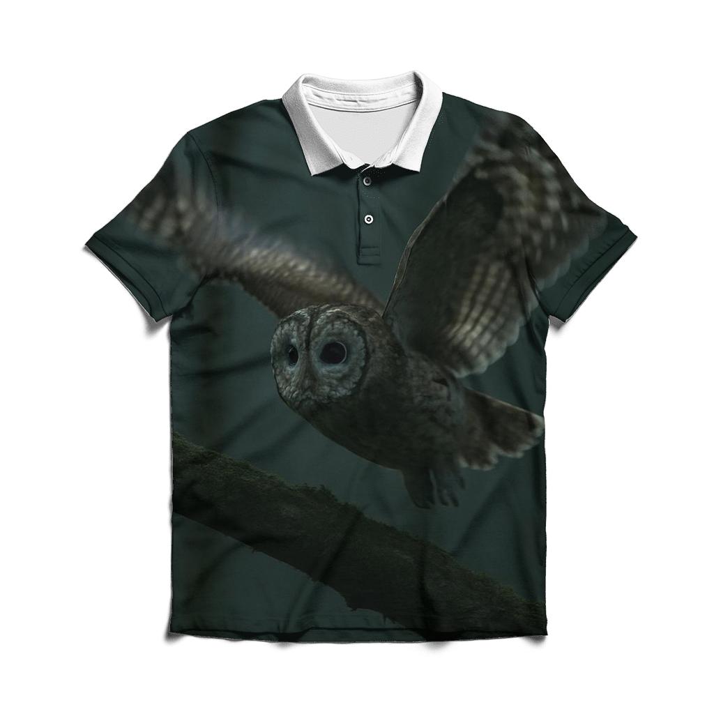 Murkwood Owl Wingbeat premium cotton polo shirts