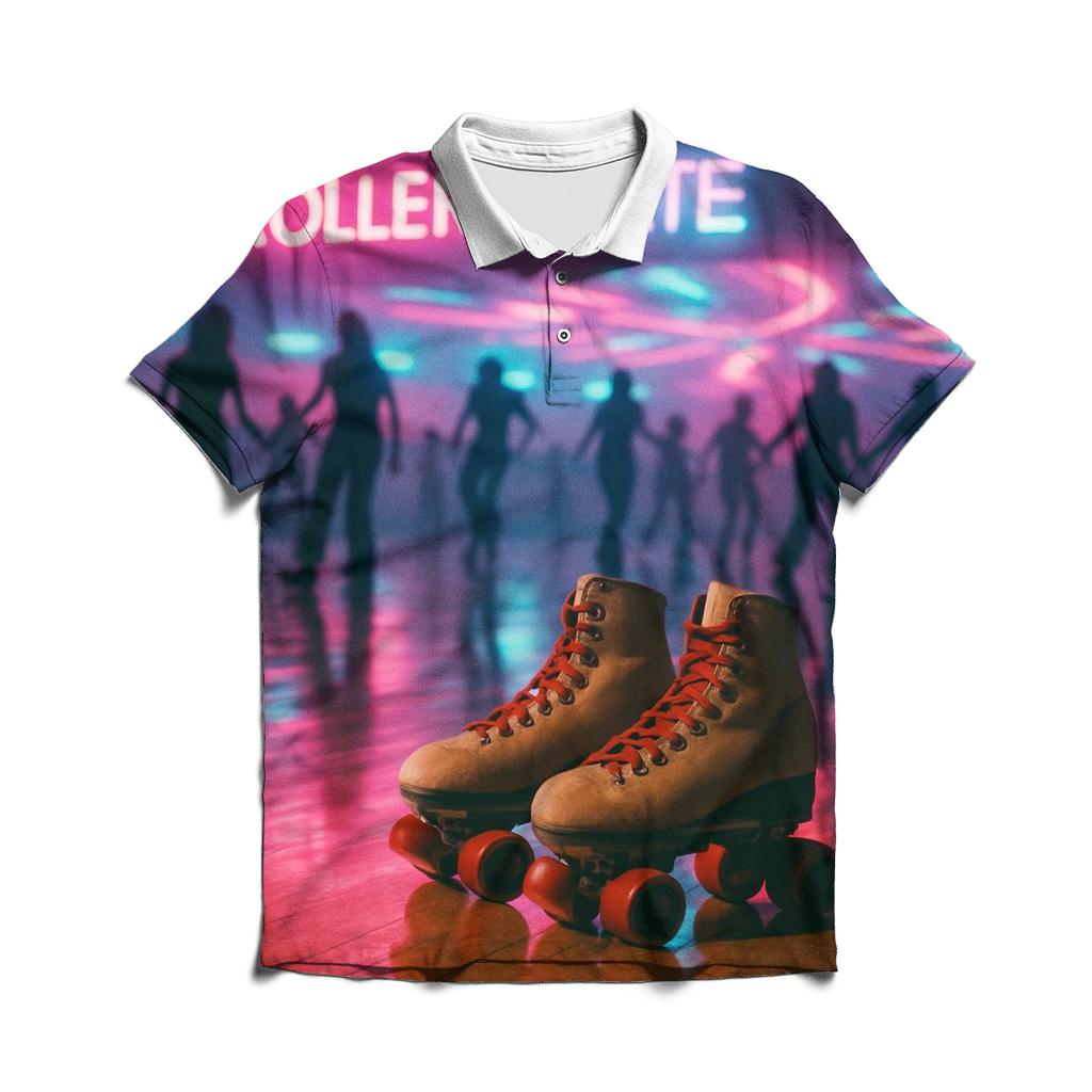 Retro Roller Rink Neon Glow premium cotton polo shirts