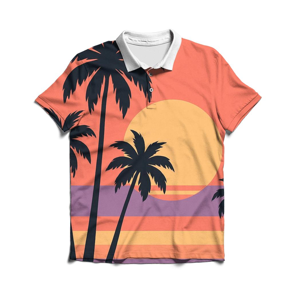 Palm Silhouette Sunset personalized polo shirts