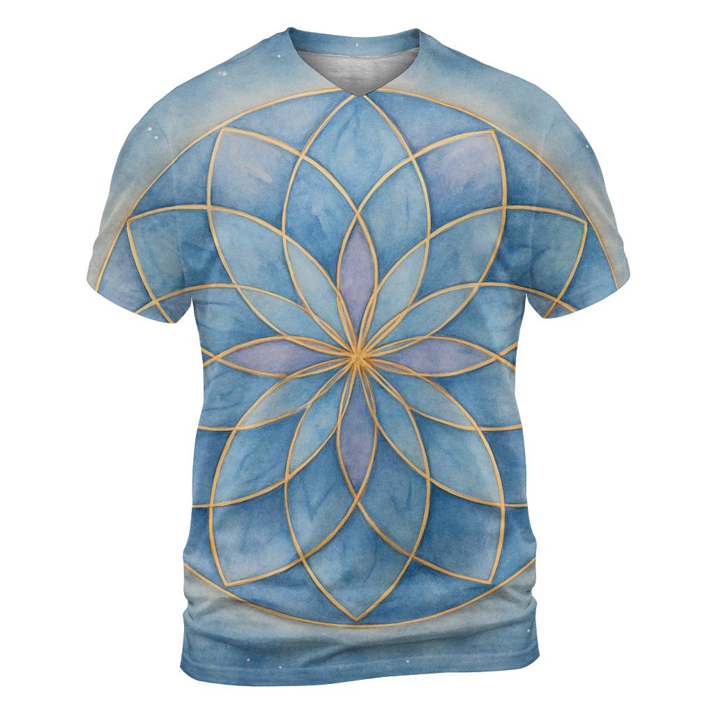 Luminescent Mandala vibrant all-over design tees