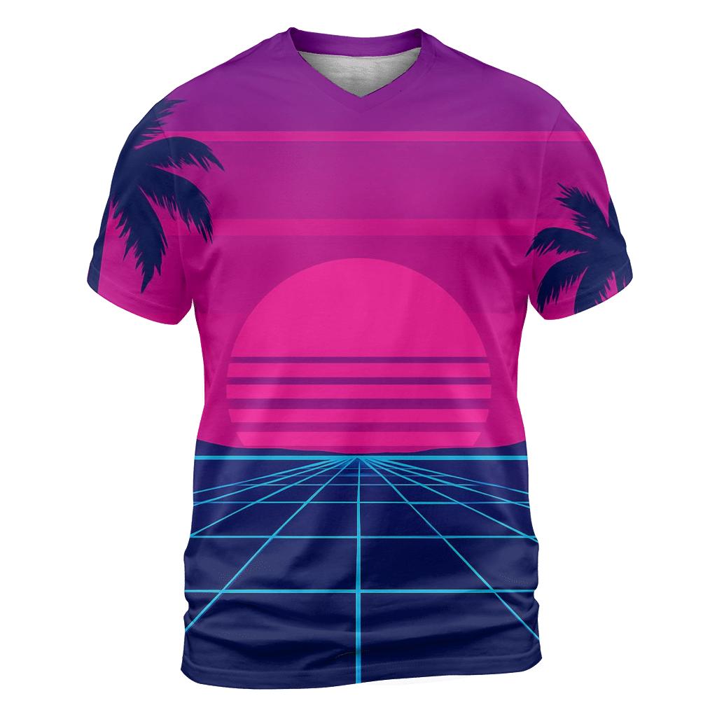Neon Grid Horizon unique graphic print tees