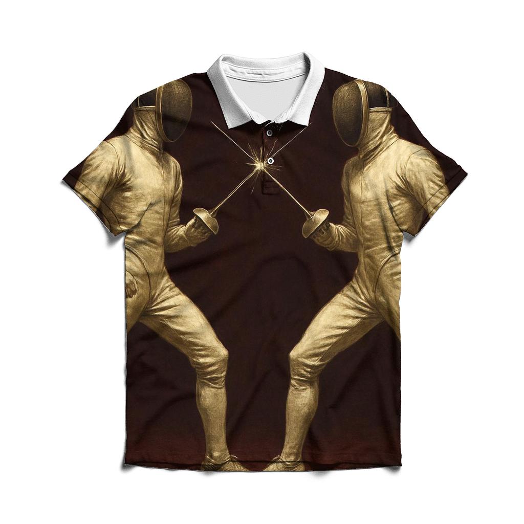 Fencing Duel Silhouette stylish collar polo tees