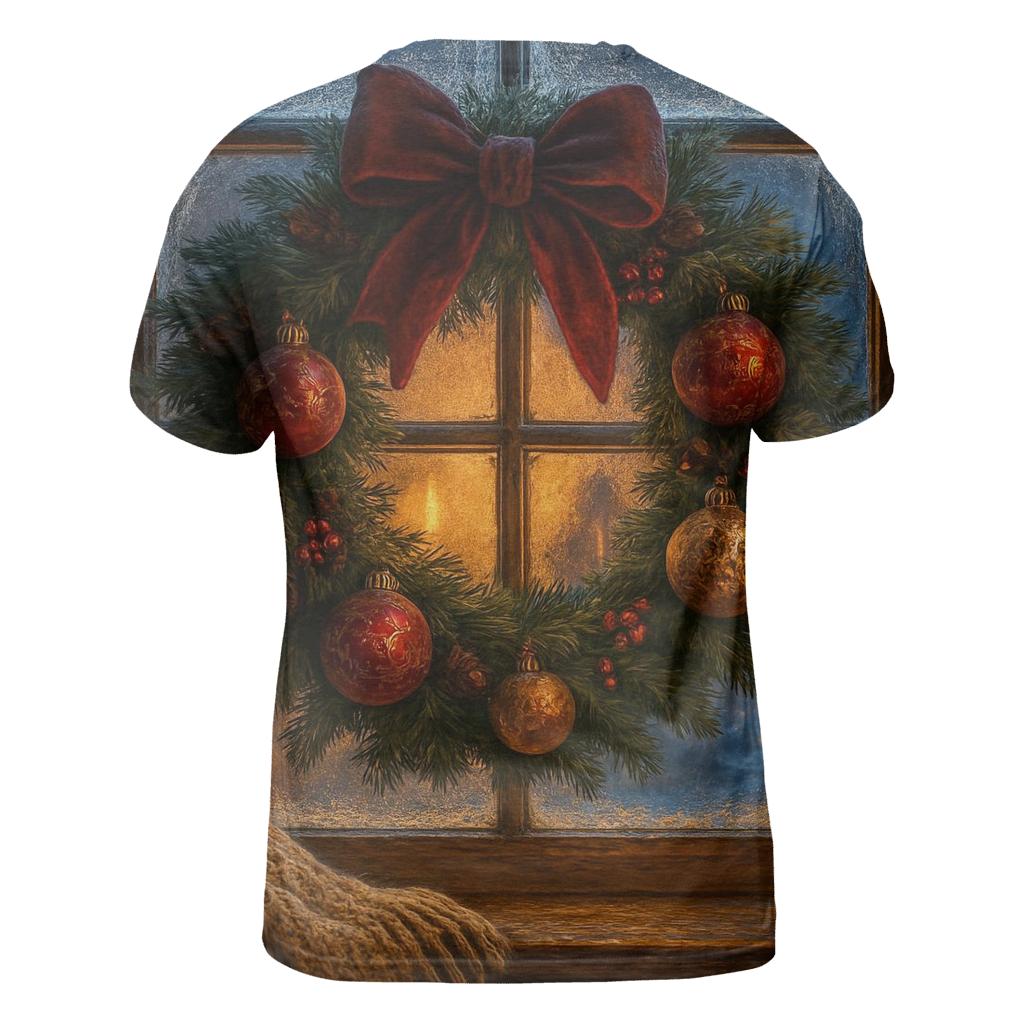 Wreath On Frosted Window creative print fashion shirts