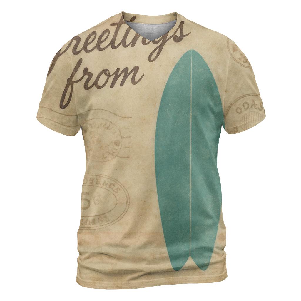 Faded Surfboard Postcard unique graphic print tees