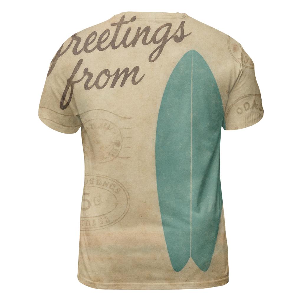 Faded Surfboard Postcard unique graphic print tees