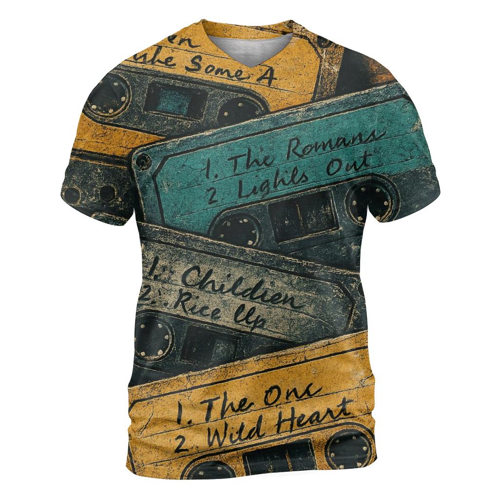 Vintage Cassette Tape Collage trendy printed shirt styles