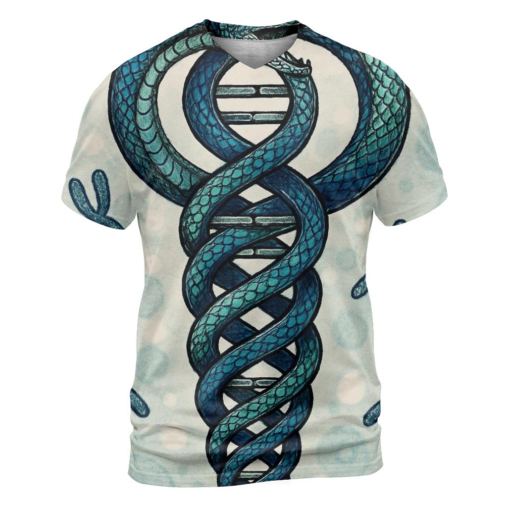 Genetic Helix Ouroboros creative print fashion shirts