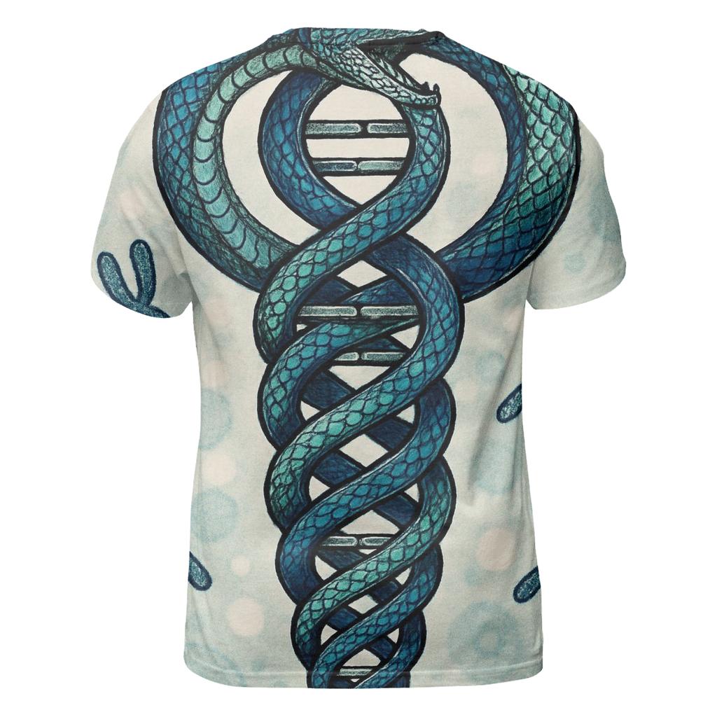 Genetic Helix Ouroboros creative print fashion shirts