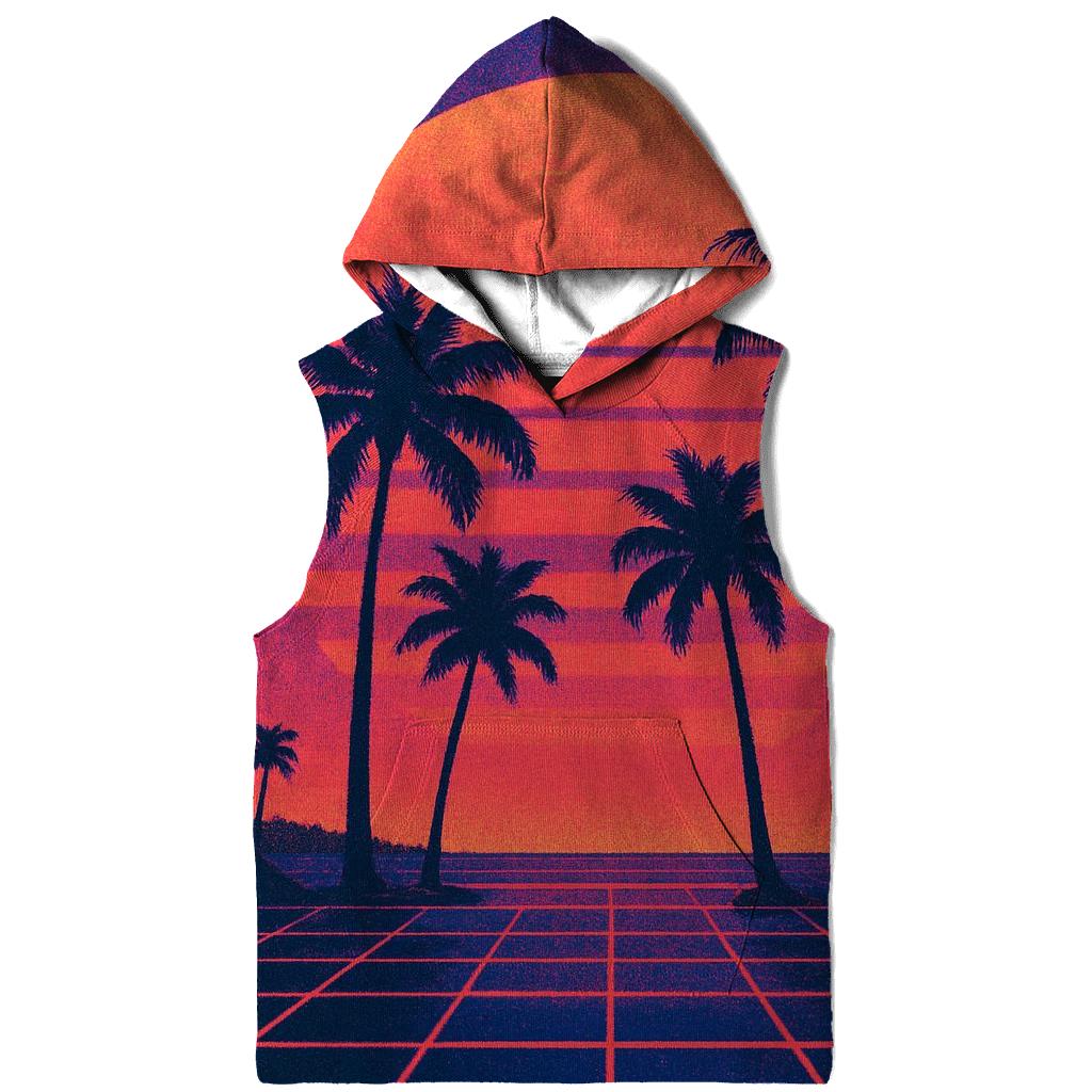 Retro Wave Sunset Palms printed hoodies