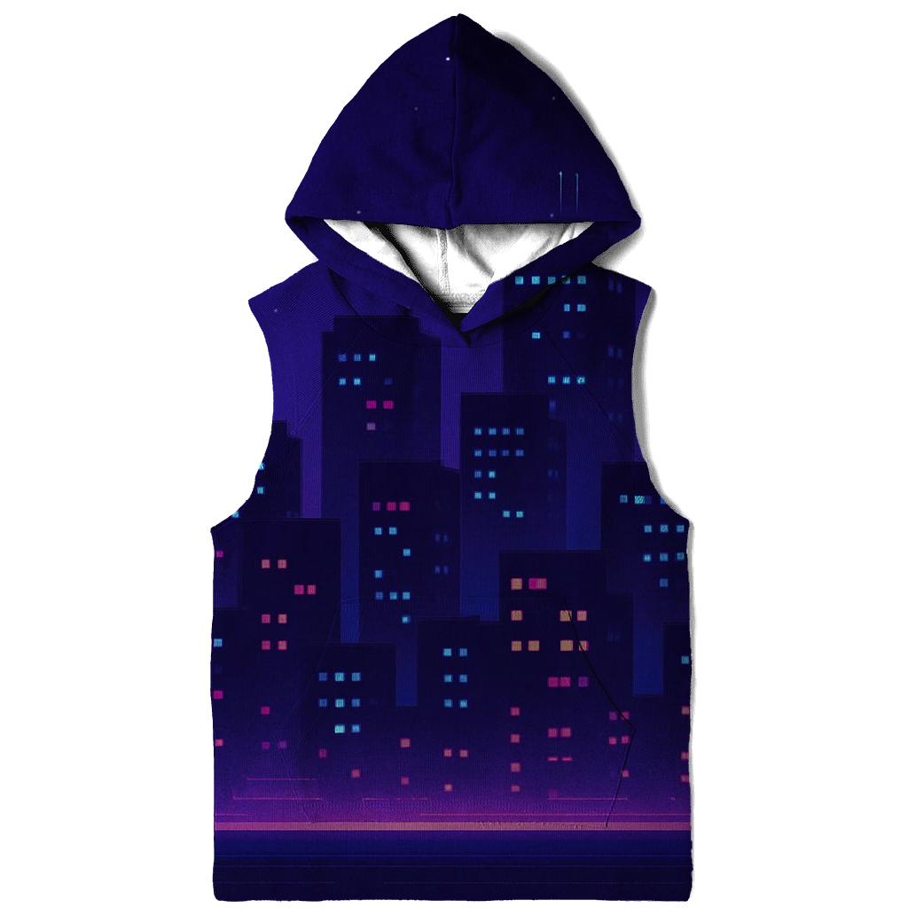 Pixel Skyline Glow printed hoodies