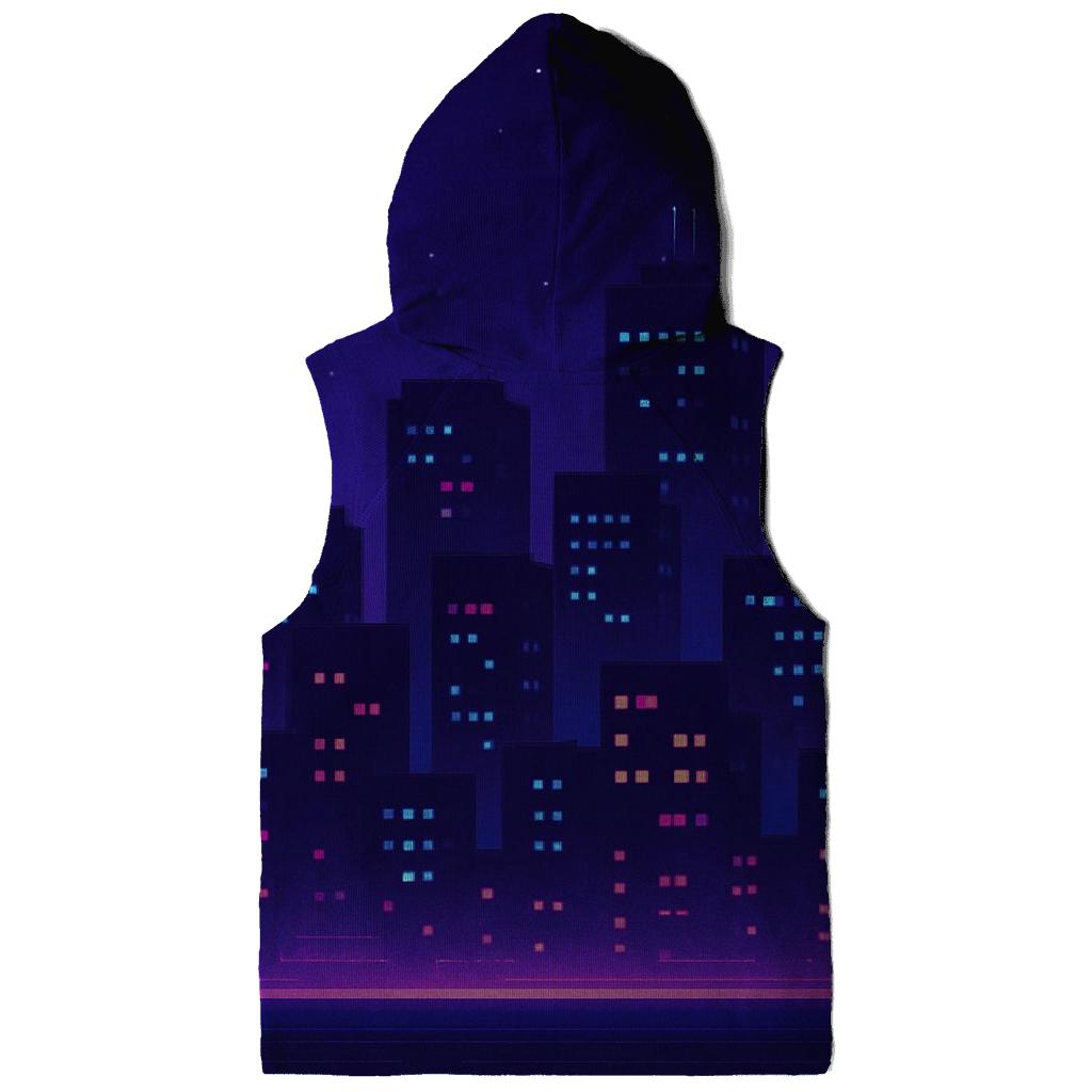 Pixel Skyline Glow printed hoodies