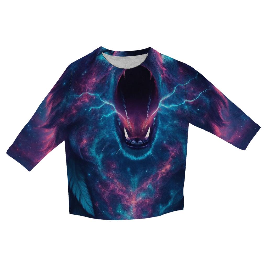 Nebula Alpha Wolf printed three quarter sleeve shirts