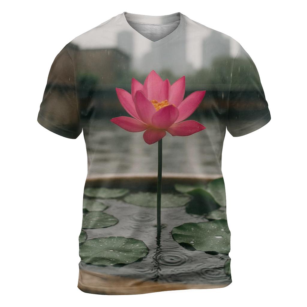 Urban Lotus In Rain trendy printed shirt styles