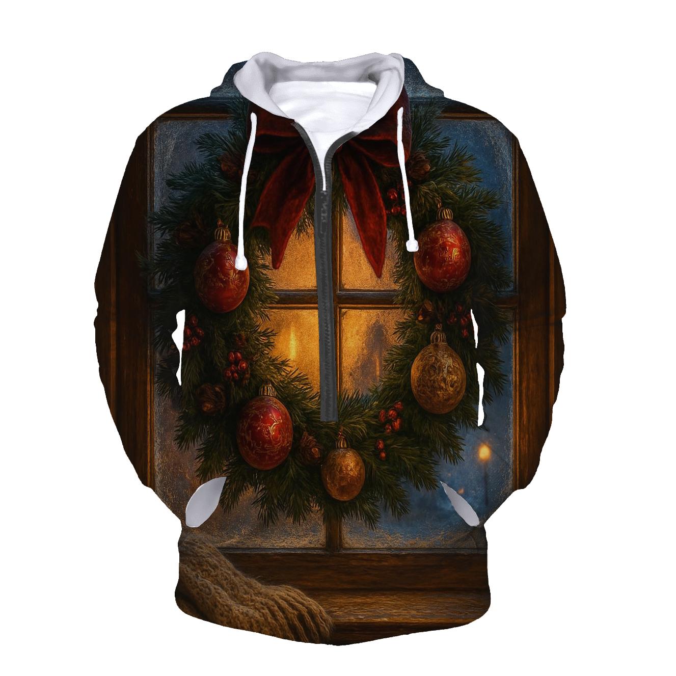 Wreath On Frosted Window hoodie styles