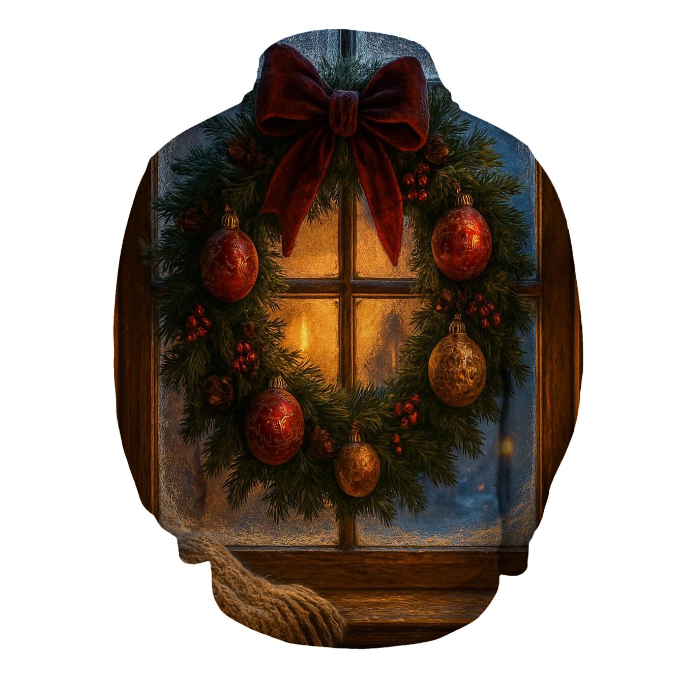 Wreath On Frosted Window hoodie styles