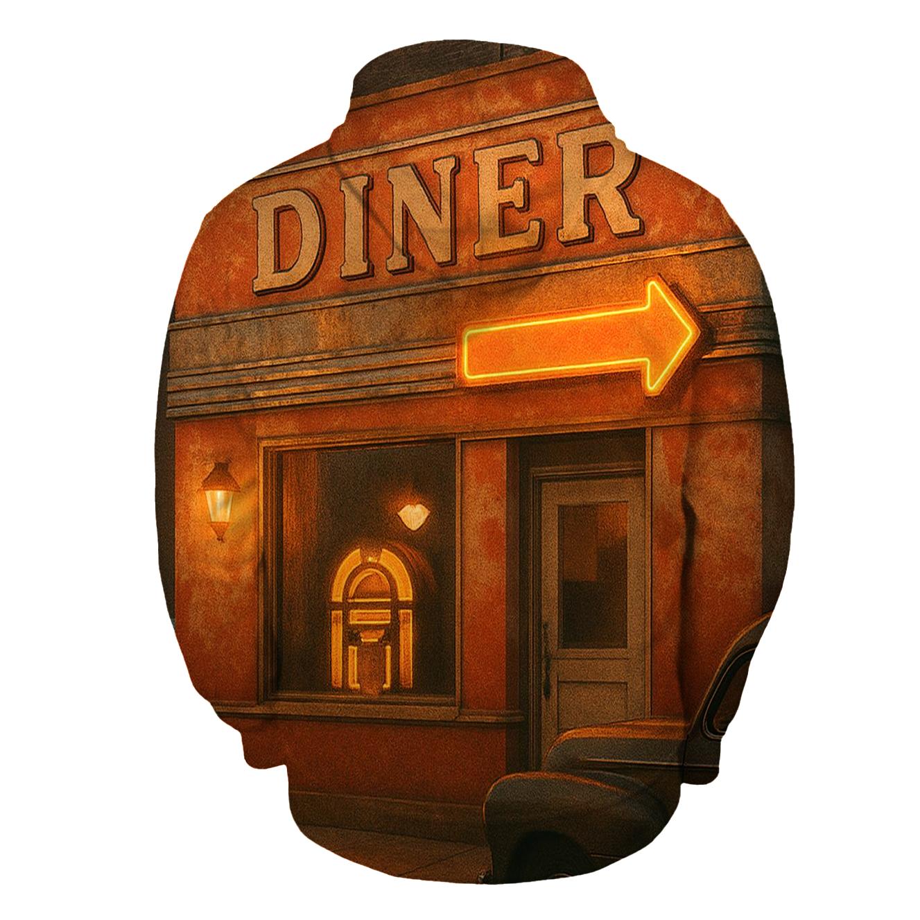 Burnt Orange Roadside Diner pullover hoodies