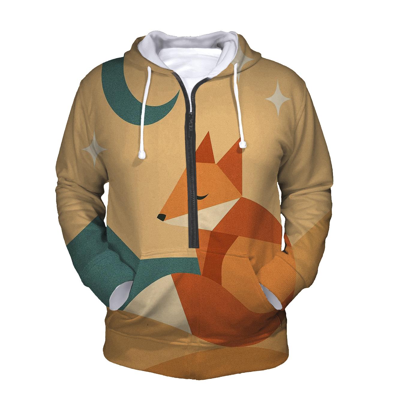 Geometric Desert Fox zip-up hoodies