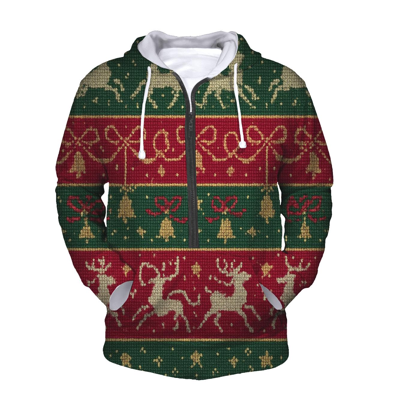 Reindeer Ribbon Carousel Design lightweight hoodies