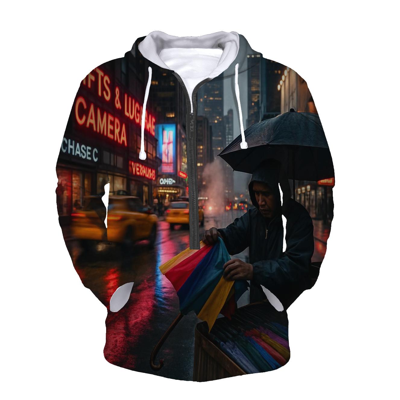 Times Square Rain Afterglow zip-up hoodies