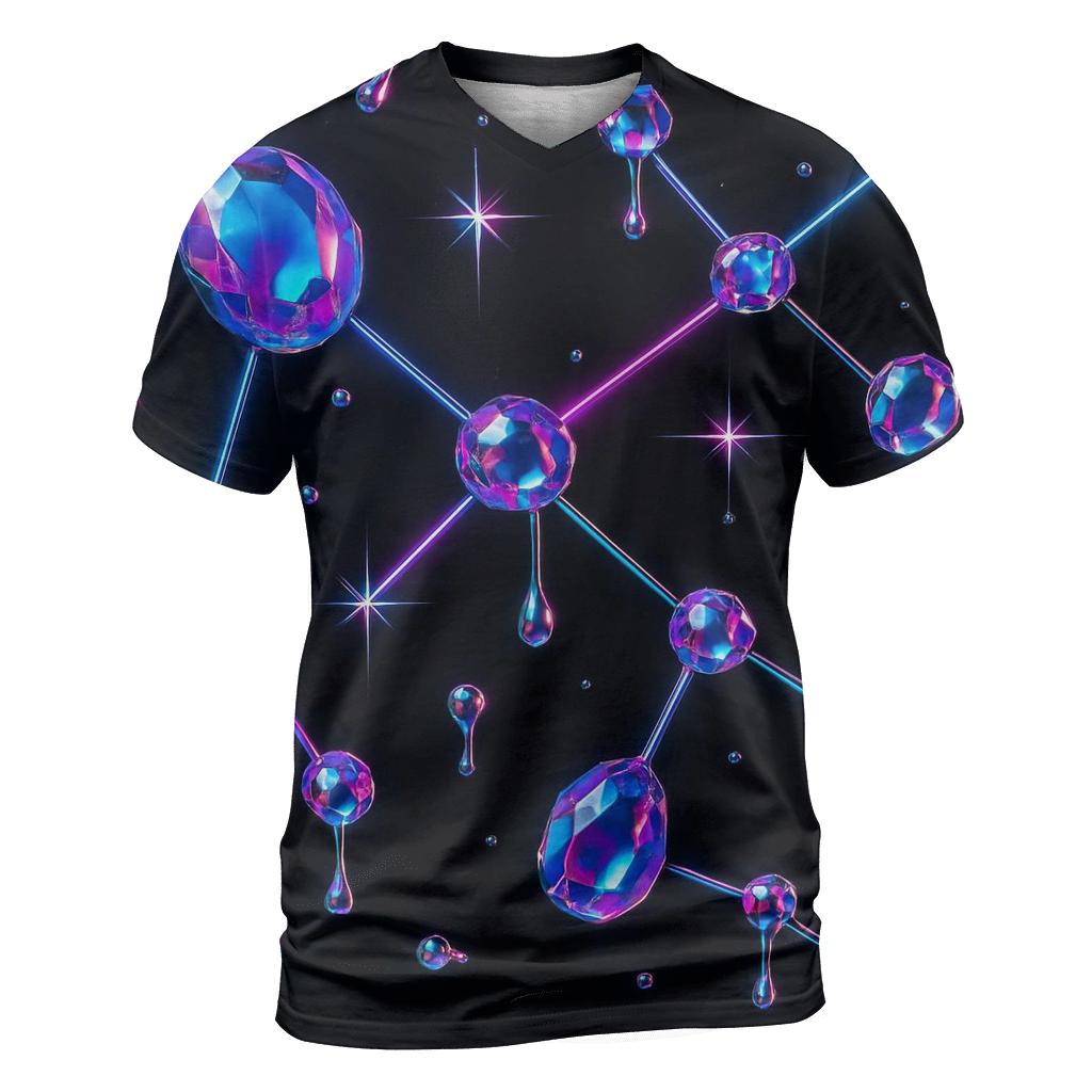 Neon Gem Constellation vibrant all-over design tees