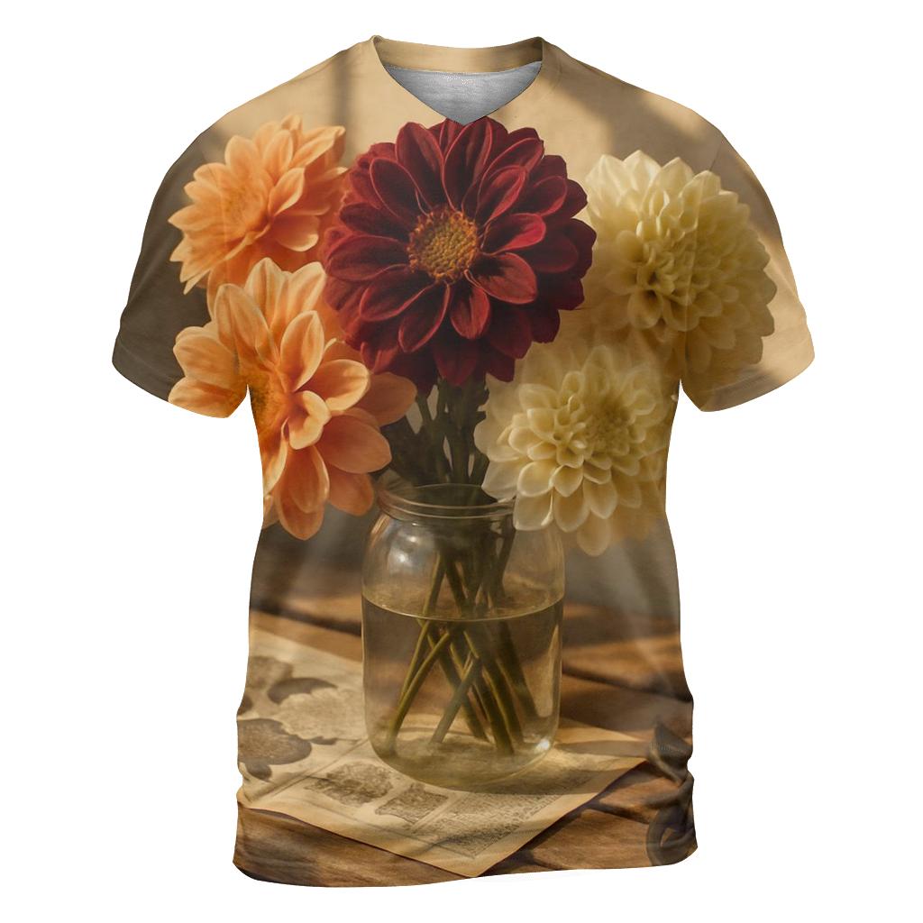Bouquet Of Heirloom Dahlias In Autumn Light artistic all-over print tops