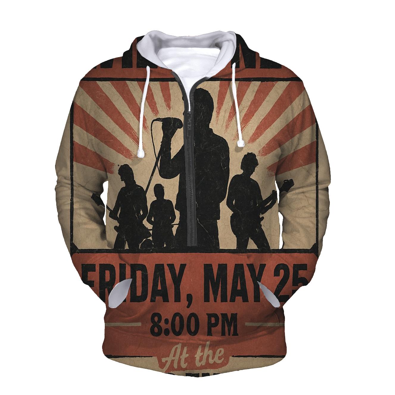 Distressed Concert Poster printed hoodies