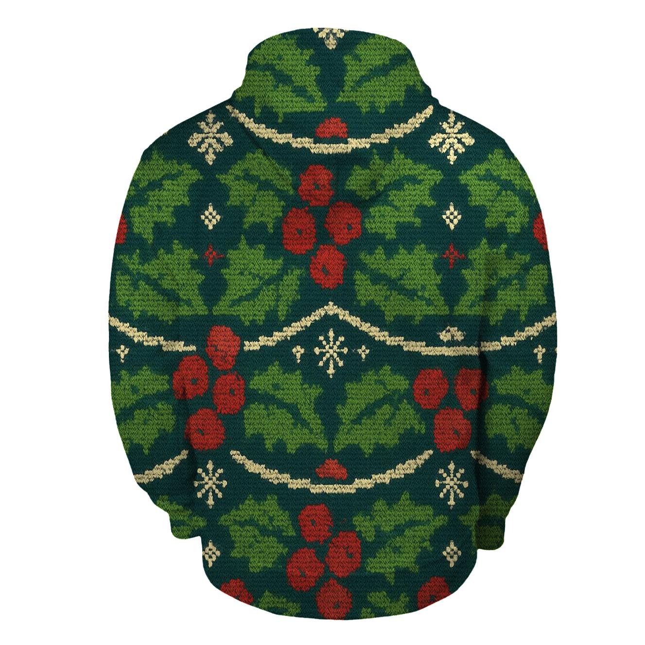 Holly Leaf Chevron Stack Design zip-up hoodies
