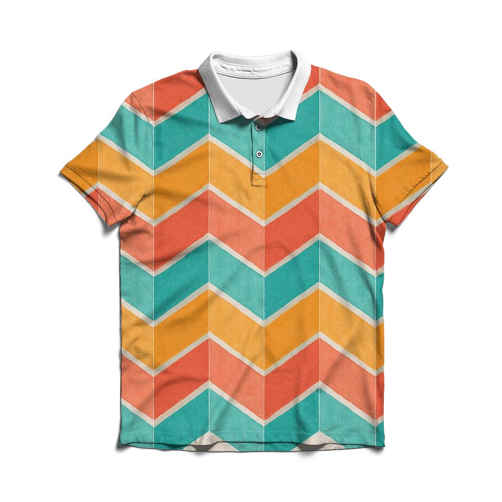 Coral Chevron Accordion casual sports polo shirts