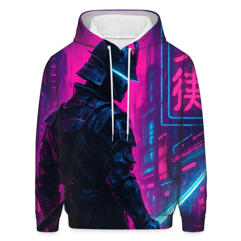 Neon Cyber Samurai designer hoodies