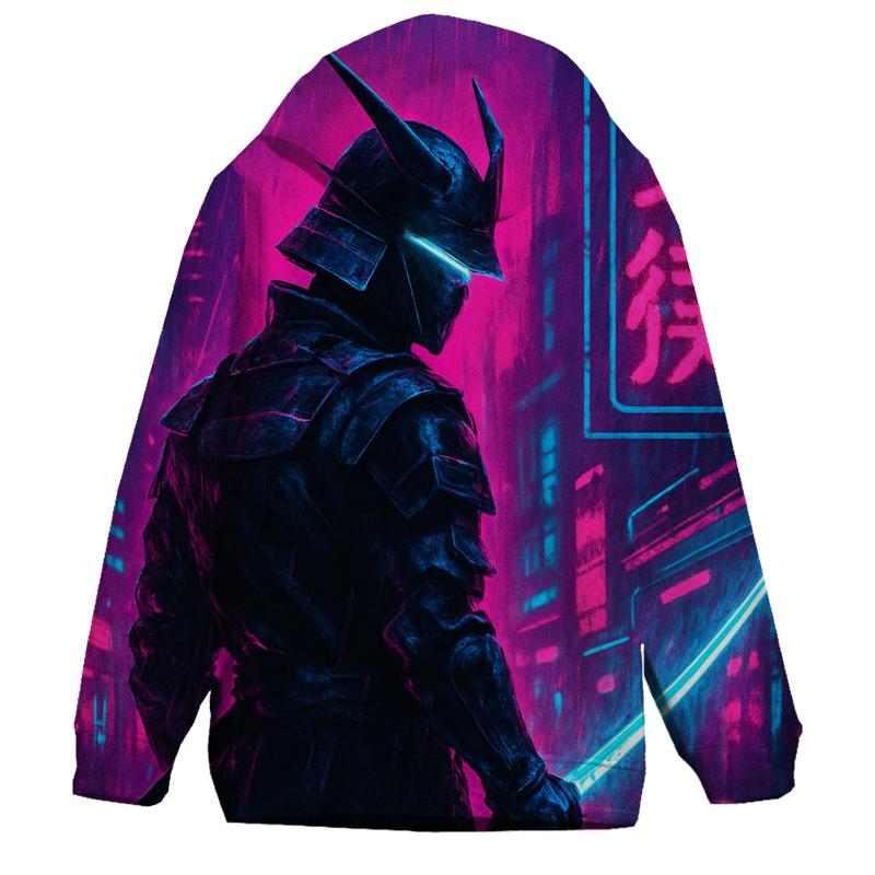 Neon Cyber Samurai designer hoodies