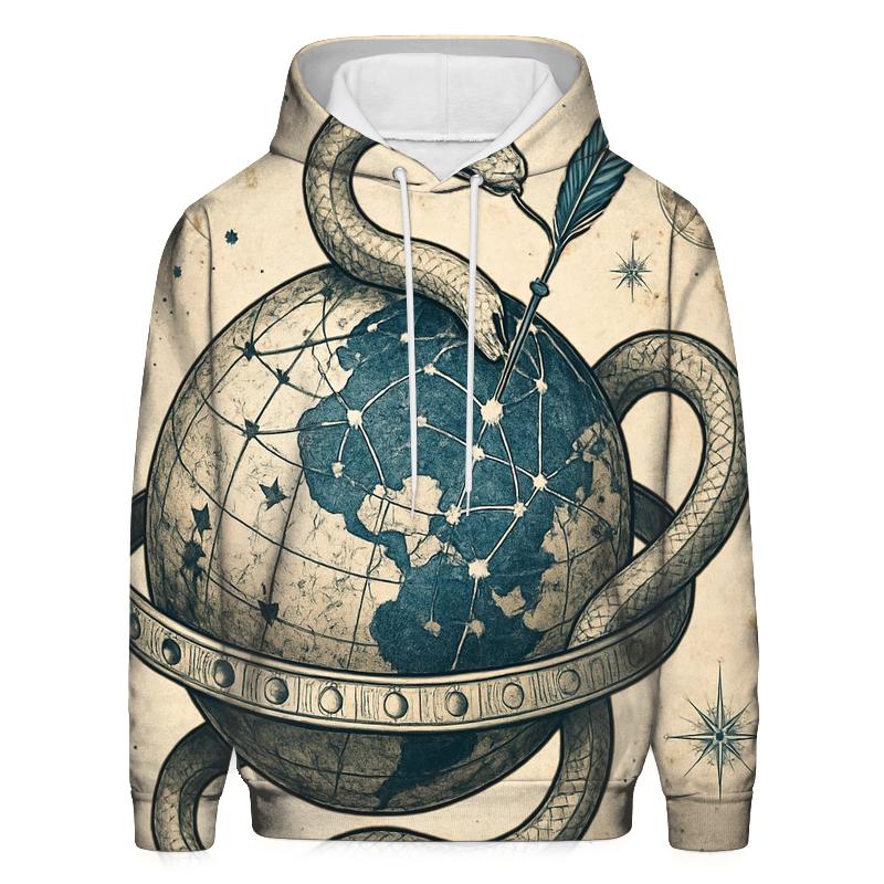 Lunar Cartographer Ouroboros printed hoodies