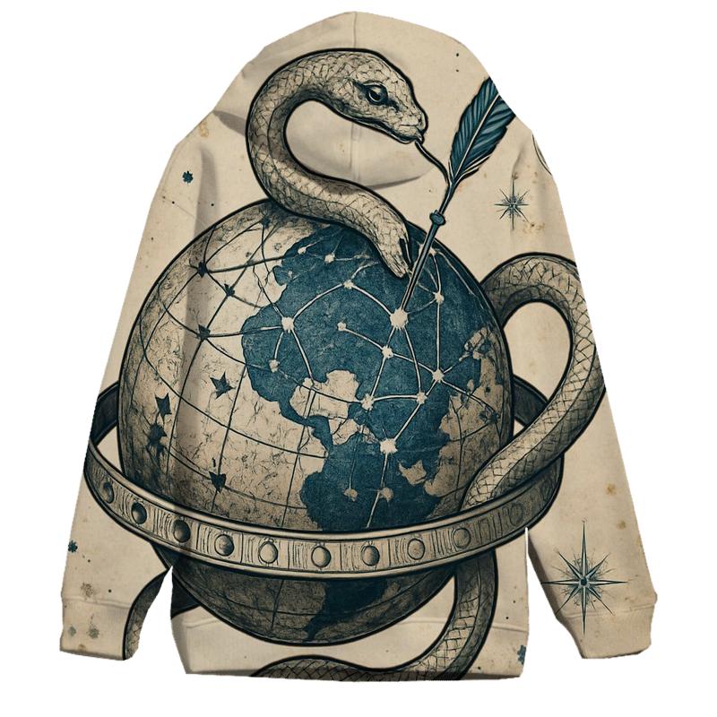 Lunar Cartographer Ouroboros printed hoodies