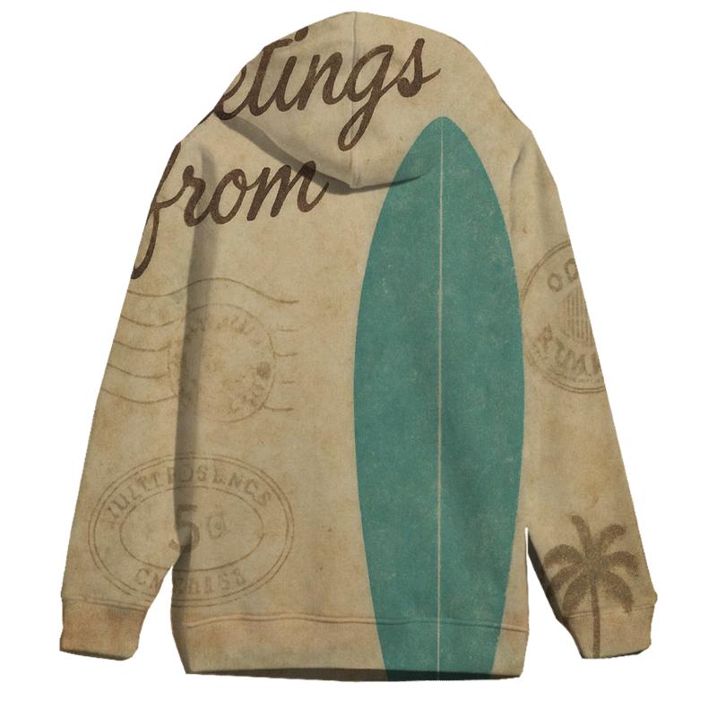 Faded Surfboard Postcard pullover hoodies