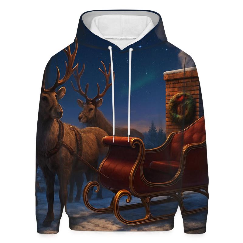 Santa Sleigh On Roofline zip-up hoodies