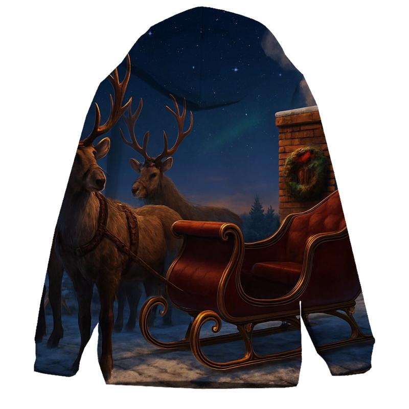 Santa Sleigh On Roofline zip-up hoodies