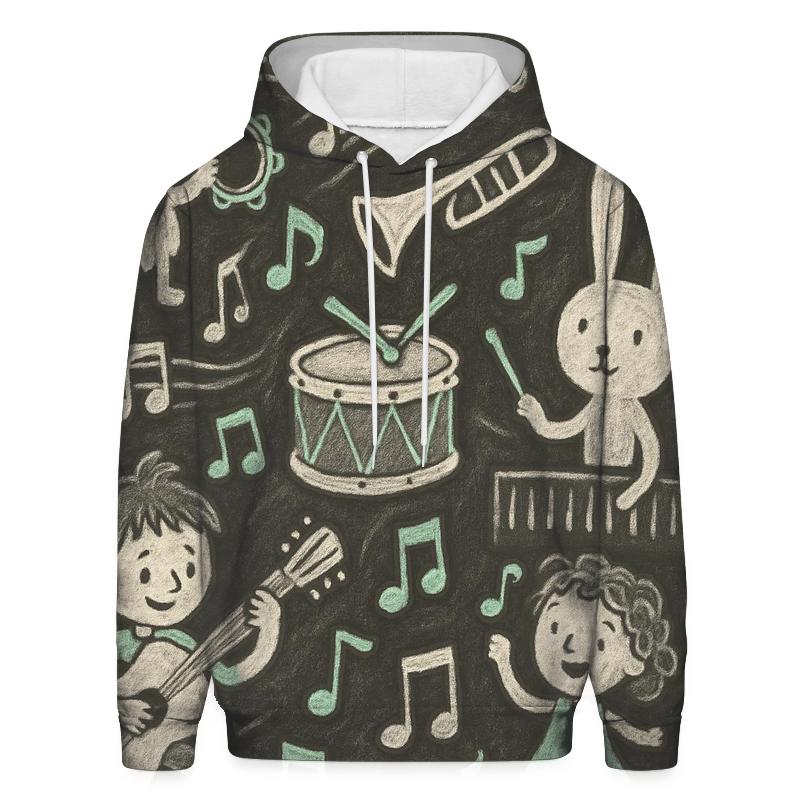 Chalkboard Doodle Music hoodie styles
