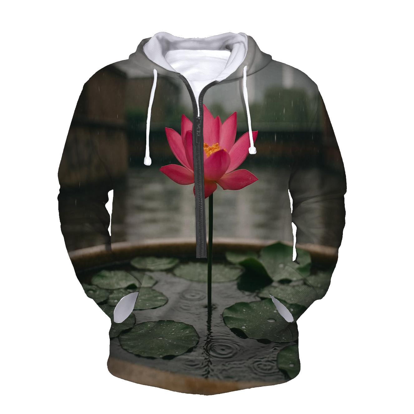 Urban Lotus In Rain designer hoodies