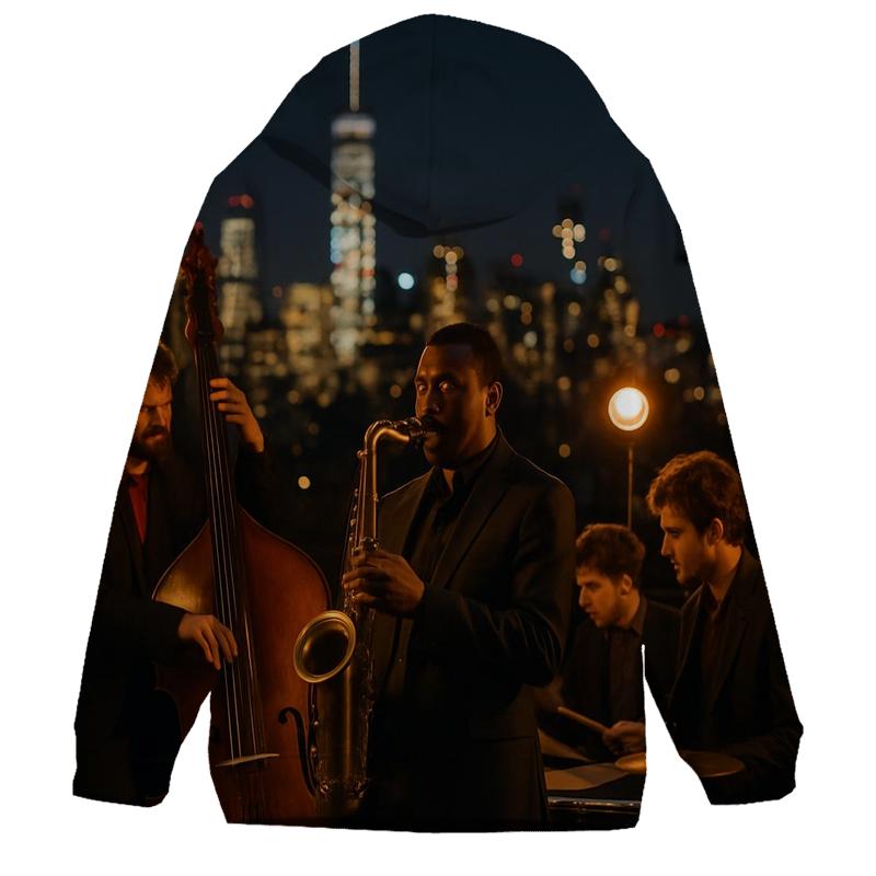 Harlem Jazz Night Skyline lightweight hoodies