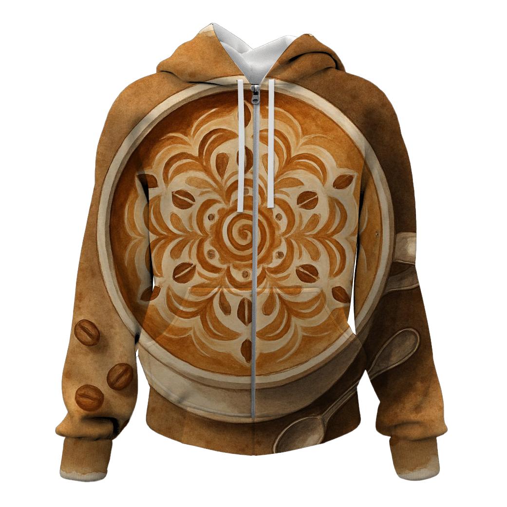 Latte Swirl Mandala designer hoodies
