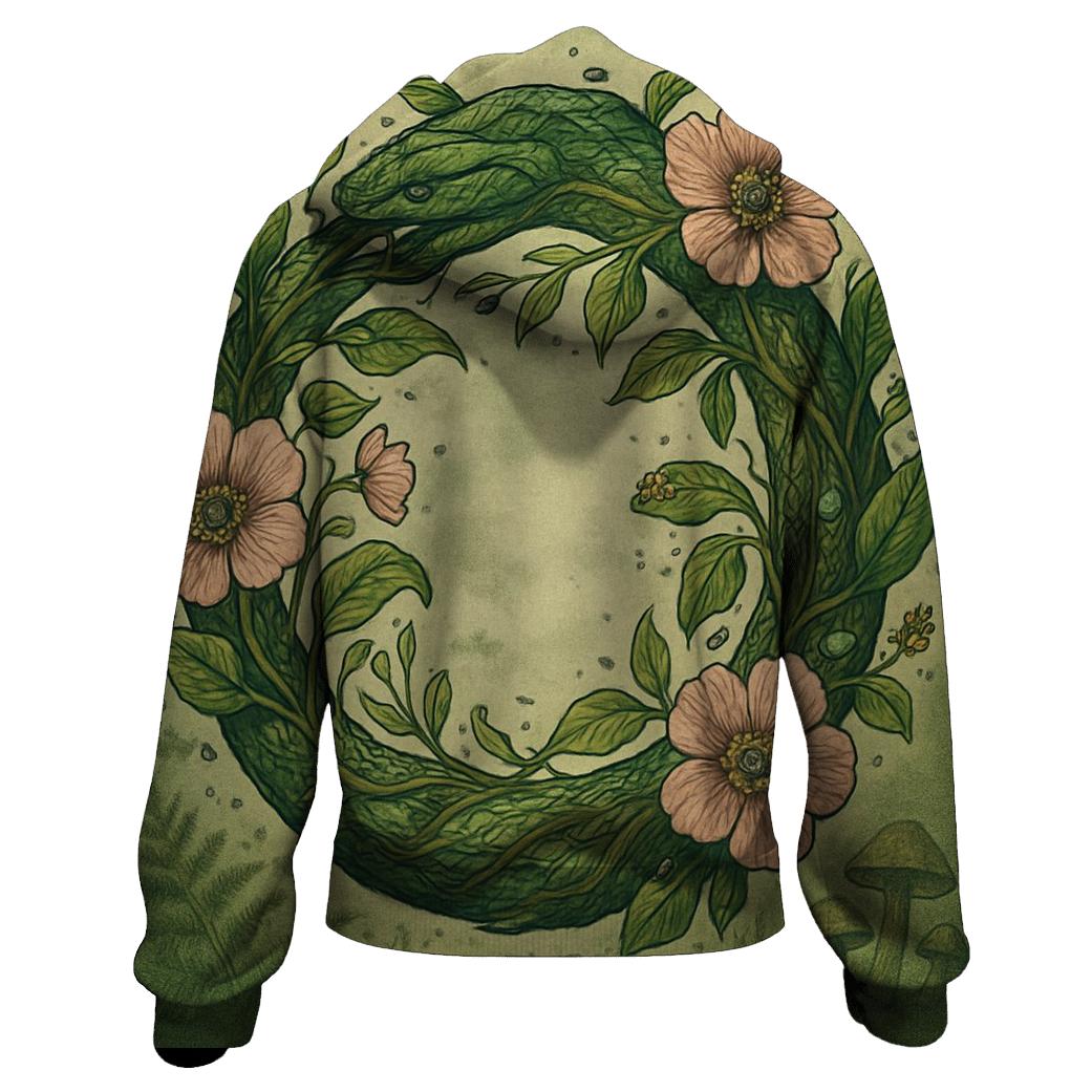 Verdant Spiral Ouroboros embroidered hoodies