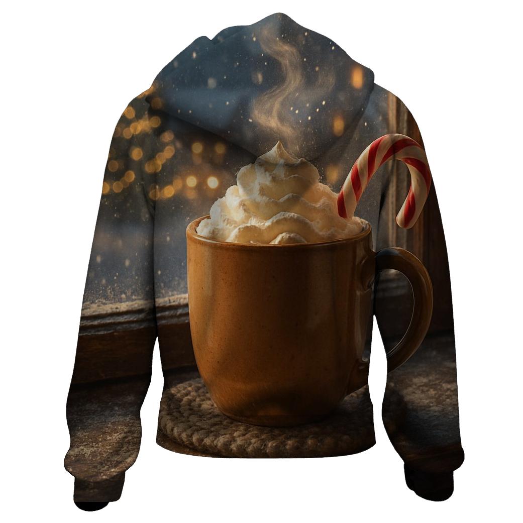 Hot Cocoa On Windowsill zip-up hoodies