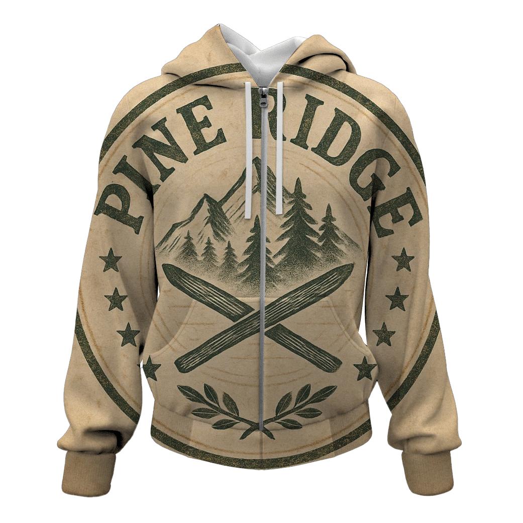 Sepia Mountain Lodge Emblem graphic hoodies