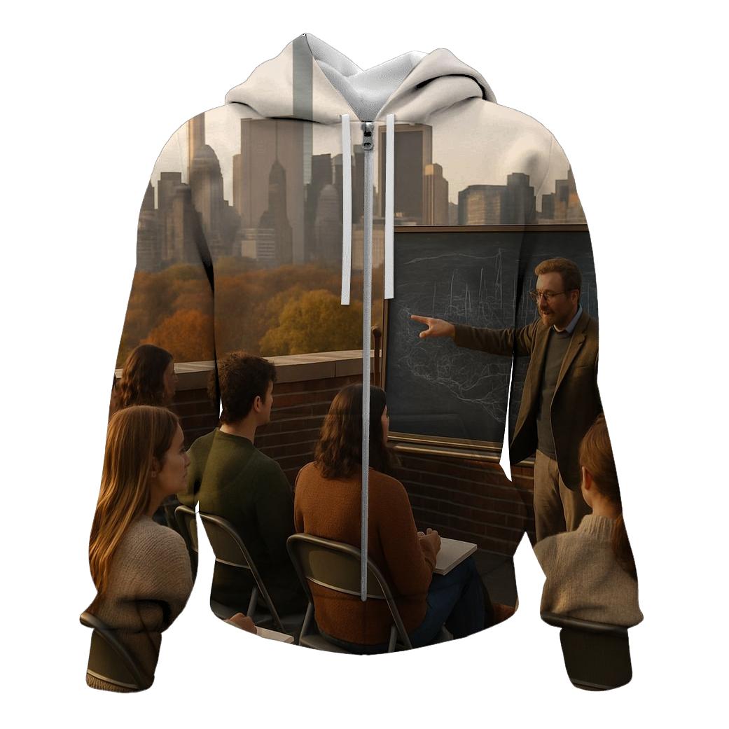 Autumn Rooftop Classroom embroidered hoodies