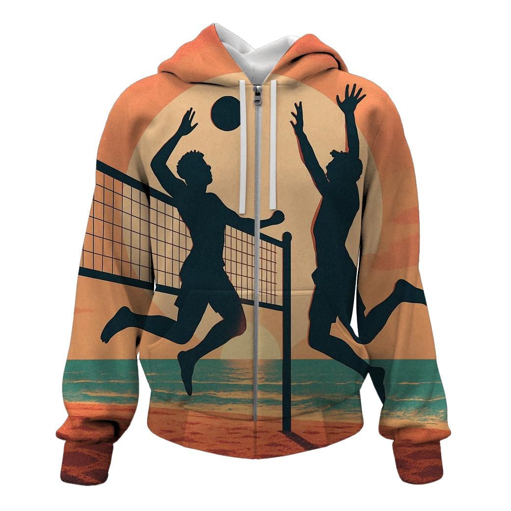 Beach Volleyball Sunset printed hoodies